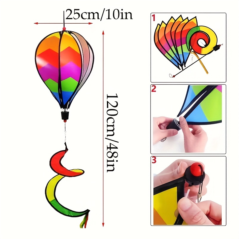 1pc Rainbow Hot Air Balloon Charm Rotating Windmill Holiday Party  Decoration Hanging Decoration Suitable For Yard Garden Decoration Wedding  Decor