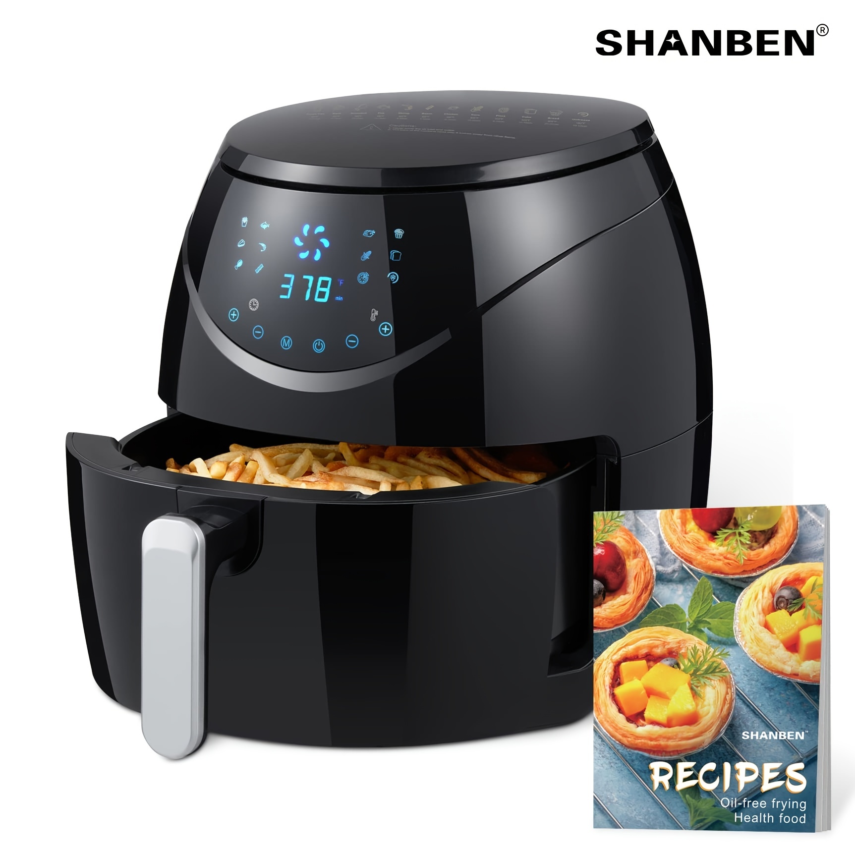  4-Liter Digital Air Fryer for Healthy Cooking,Oven Oiless Air- Fryer, One-Touch Control, and Versatility Electric Air Fryer, Black : Home  & Kitchen