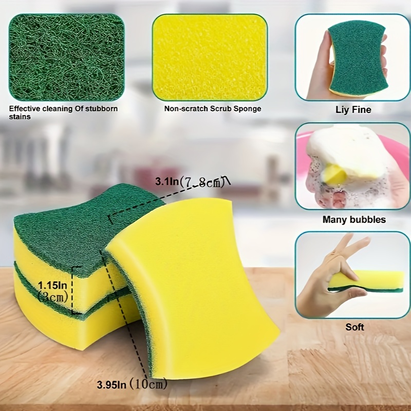 Multifunctional Cleaning Sponge With A Handle, Double-sided Scouring Pad,  Dishwashing Sponge, Premium Kitchen Sponge, Durable Non-scratch Sponge  Wipe, Super Absorbent, Cleaning Supplies, Cleaning Tool, Ready For School -  Temu