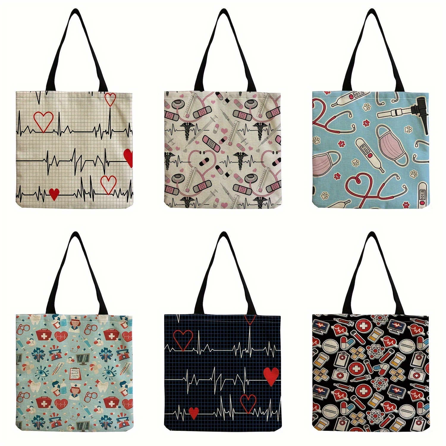 

Cartoon Nurse Print Tote Bag, Large Capacity Shoulder Bag, Women's Casual Handbag & Shopping Bag