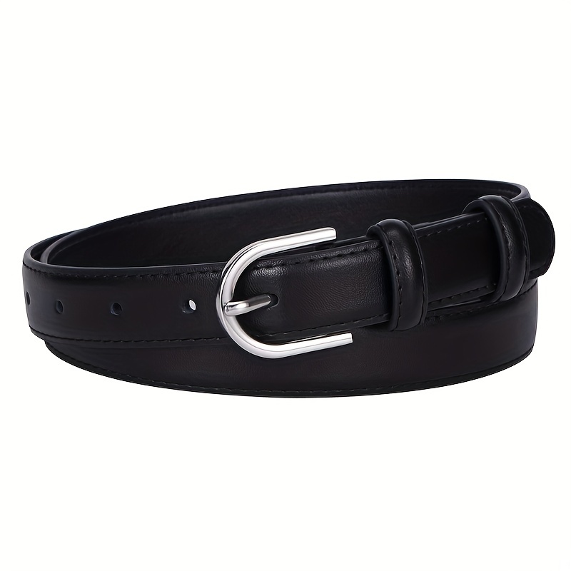 Skinny Belt, Black Leather, Men's Belts