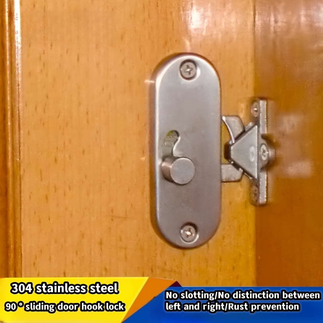 Cerradura de puerta corredera Puerta móvil de 90 grados Cerradura de  privacidad con hebilla de ángulo recto, cerradura de puerta deslizante de  acero