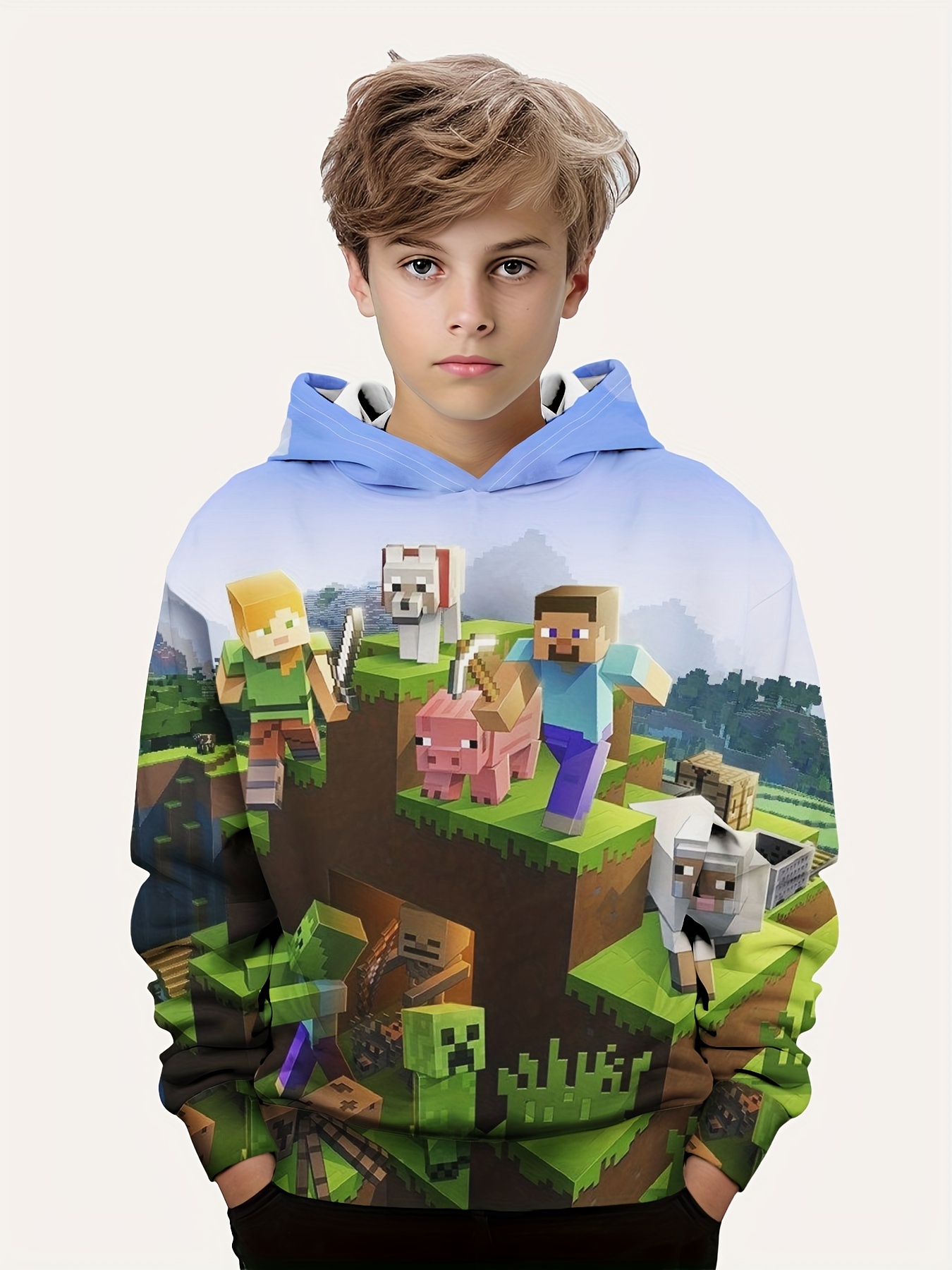 ROBLOX Print Hoodie infantil, camisola com zíper, casaco dos