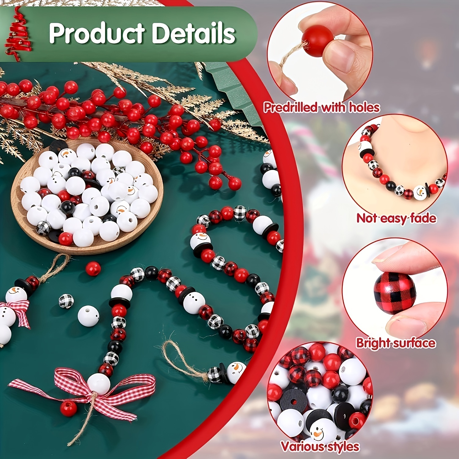 Cute Christmas Snowman Decoration Beads Combination Set For - Temu