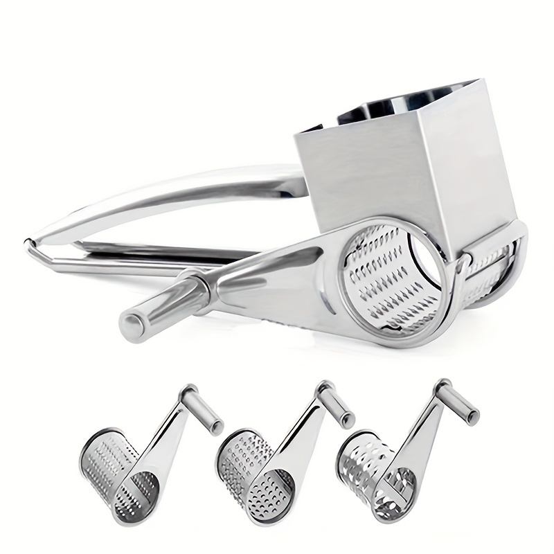 Stainless Steel Rotary Cheese Grater With Handle Perfect For - Temu