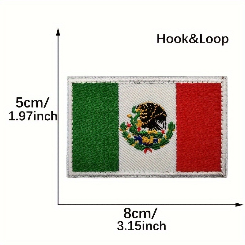 Mexico Flag Embroidery Patch Velcro Backing
