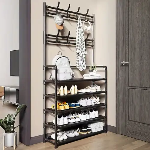 Simple Coat Rack Shoe Rack Integrated Floor Corner Storage - Temu
