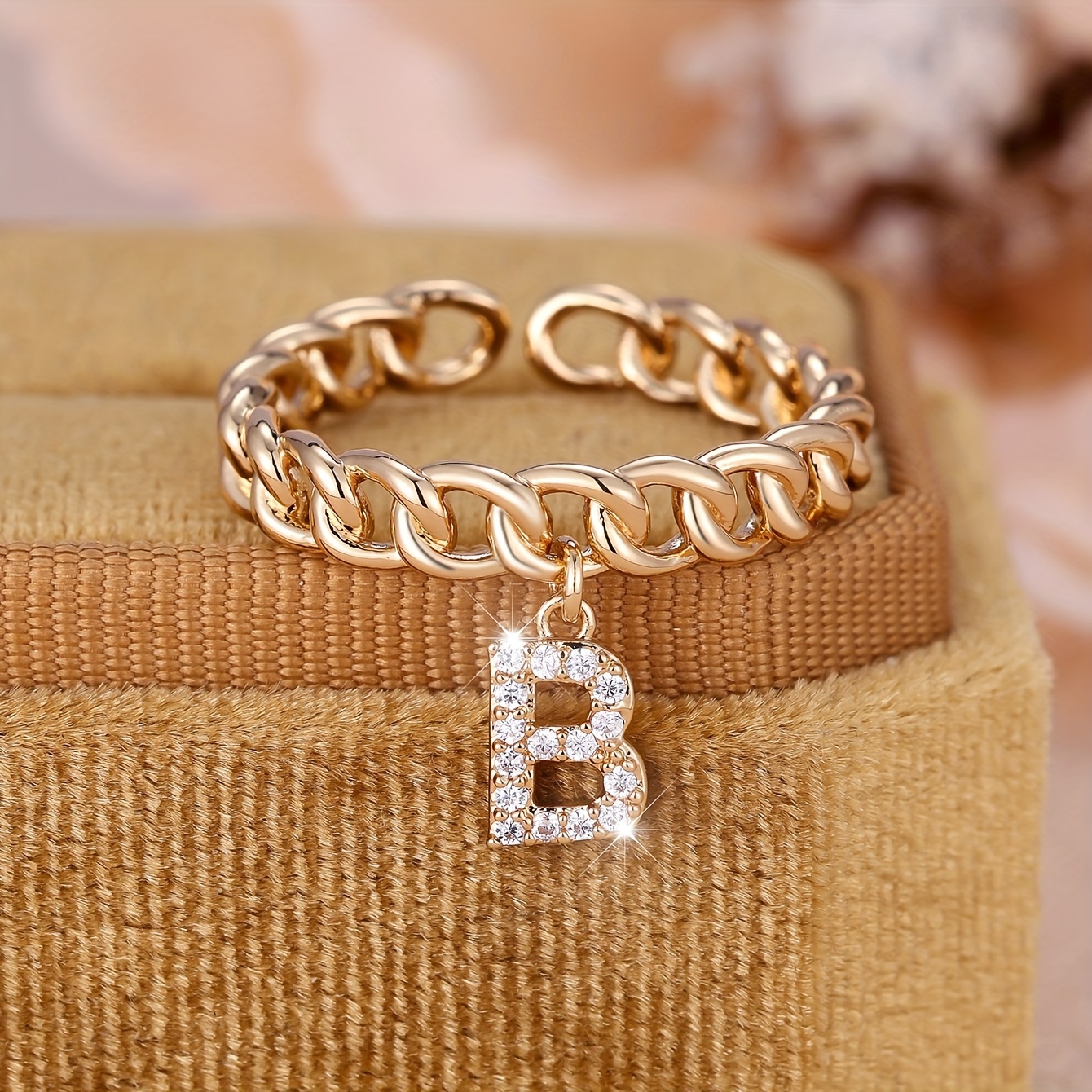 Stylish Cross Weave Letter Pendant Ring - A Name Ring