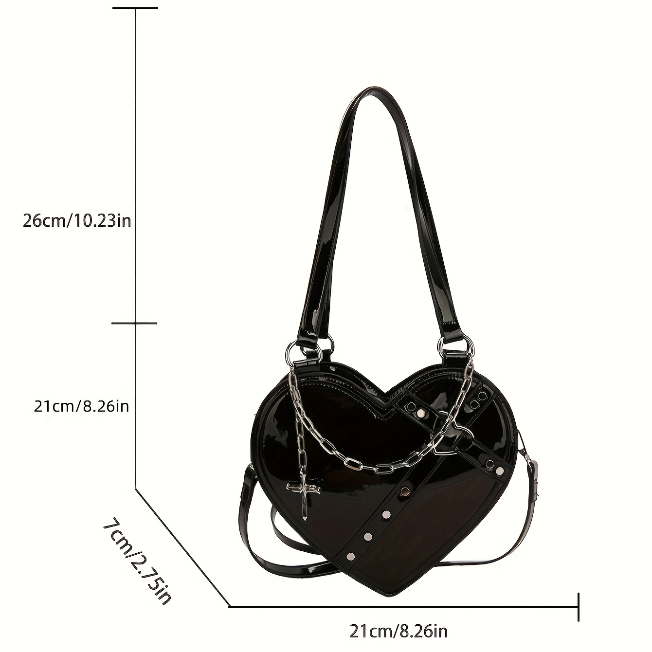 Mini Y2K Style Heart Shape Shoulder Bag, Trendy Punk Crossbody Bag