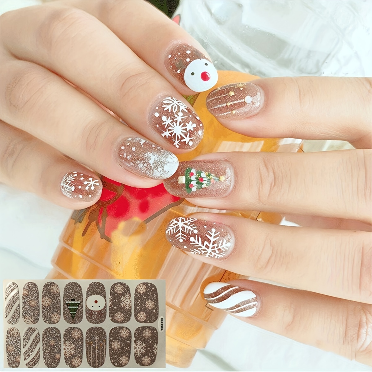 Christmas Full Wrap Nail Polish Stickers Lime Unghie Design - Temu