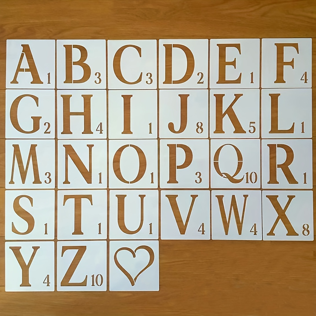 

Letter Stencils For Painting On Wood 6 Inch, 27pcs Alphabet Number Stencils Templates, Reusable& Flexible For Drawing On Canvas, Paper, Fabric, Floor, Wall And Tile