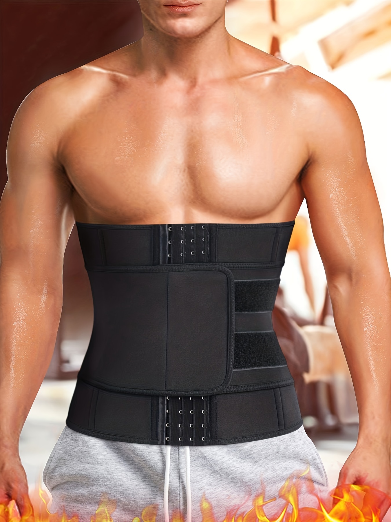 Men's Sweat Waist Trainer Belt Waist Trimmer Adjustable Body - Temu