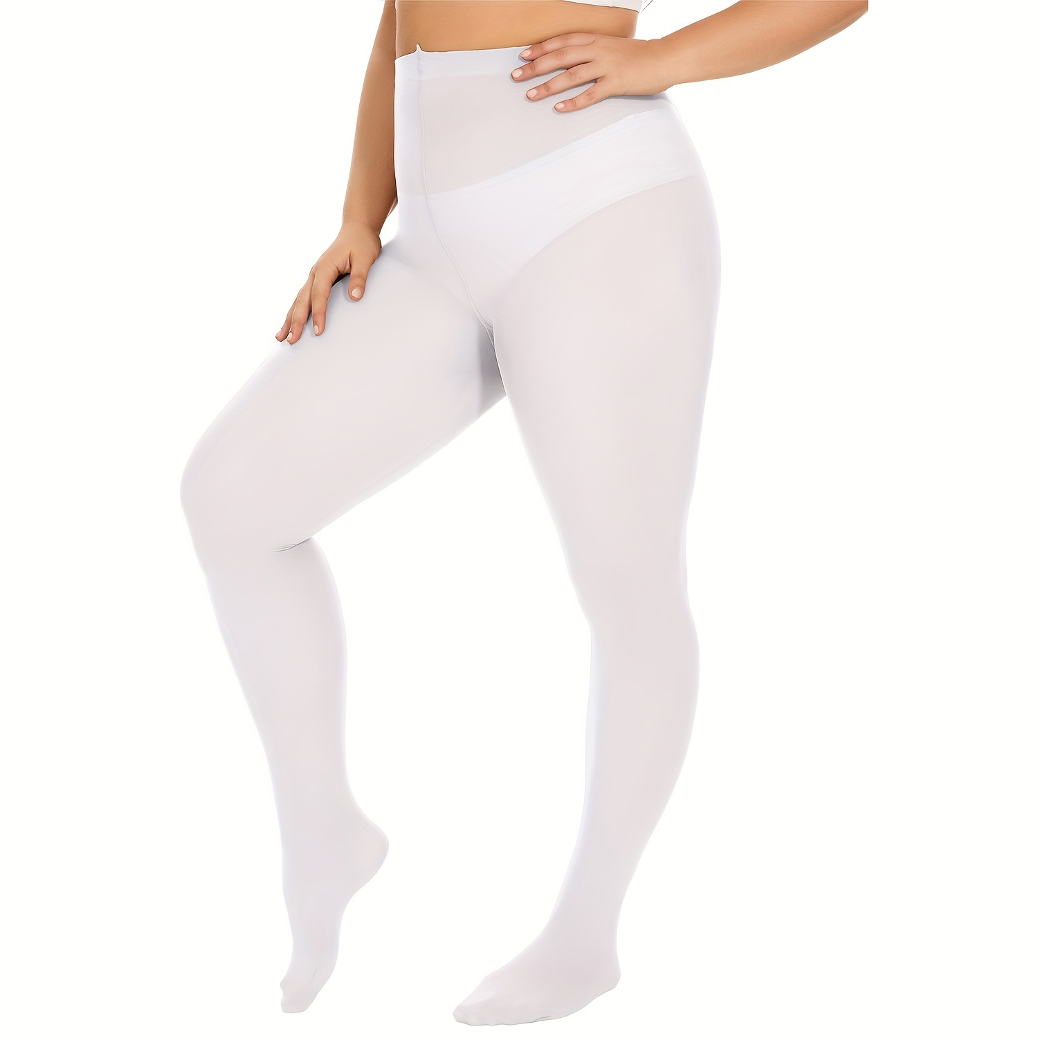 Plus Size Basic Tights Women's Plus Solid Control Top High - Temu