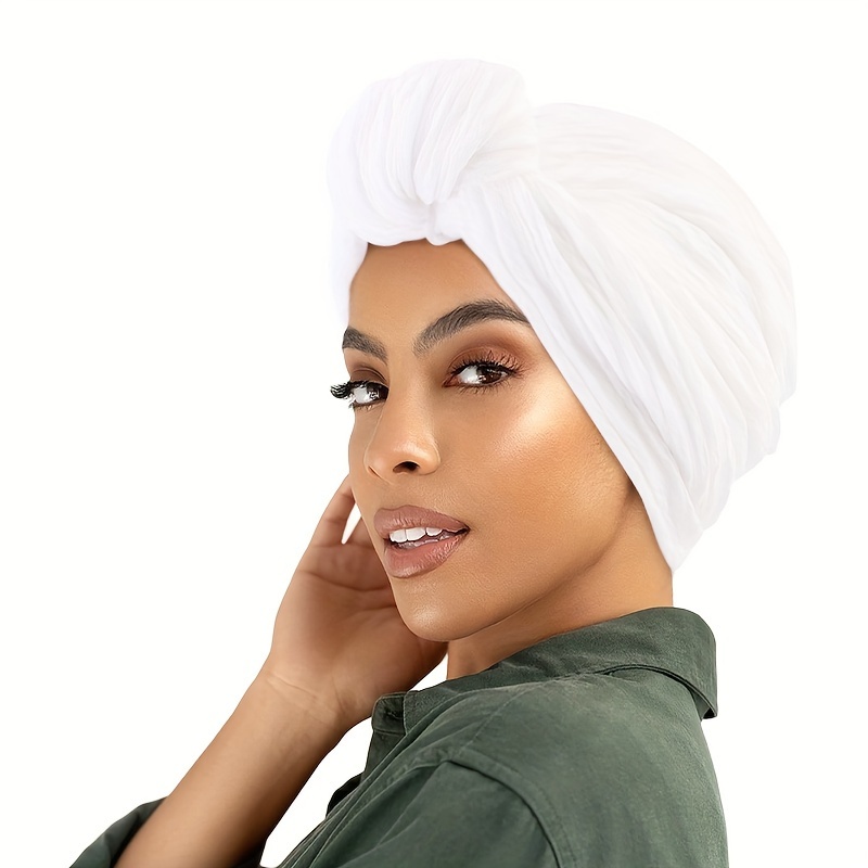 Vintage Turban  Pleated Polyester Turban