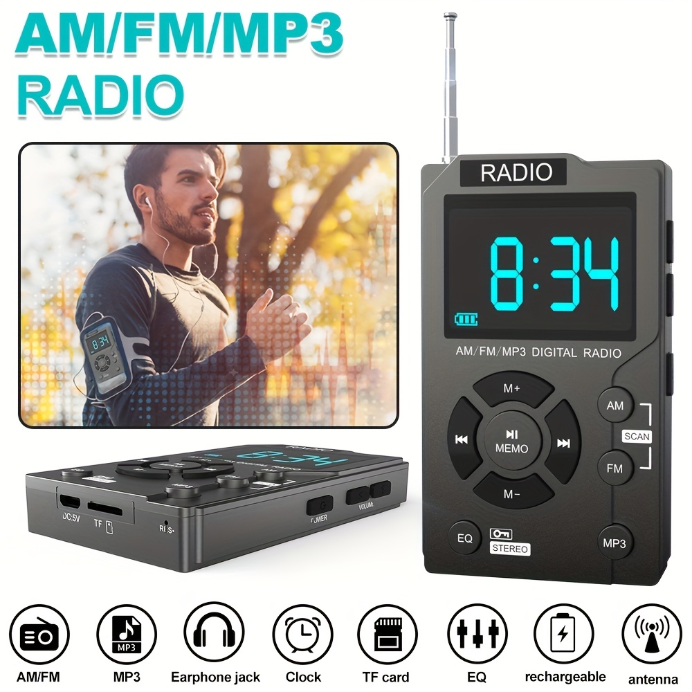  Mini radio portátil AM FM Radio de bolsillo con MP3