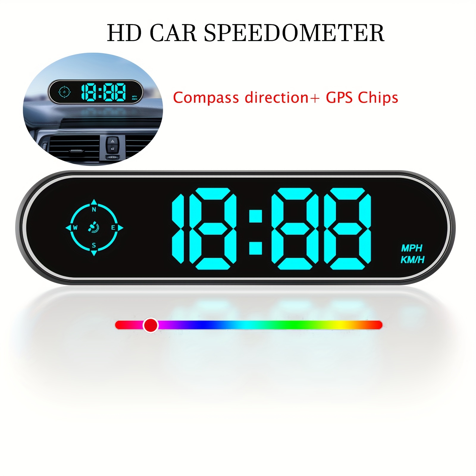 Digital GPS Speedometer, Car Universal HUD Head Up Display with Speed MPH,  Compass Driving Direction, Fatigue Driving Reminder, Overspeed Alarm Trip