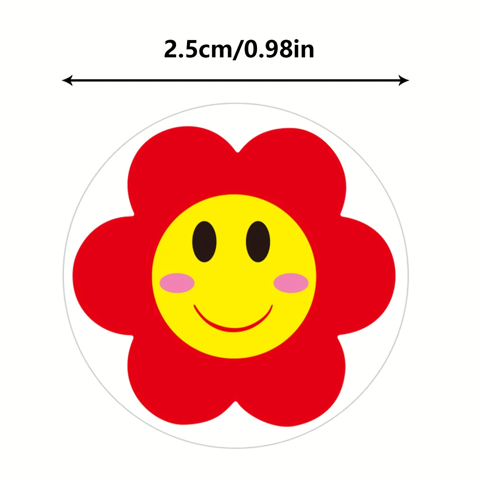 Yellow Face Stickers Red Flower Happy Face Stickers - Teacher Reward  Stickers Circle Stickers 500 Round Happy Face Labels - Temu