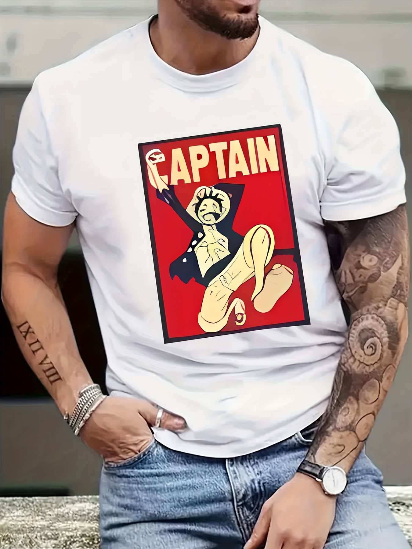 Pirate Captain Skull Men's Polo-Shirt Short Sleeve Golf Shirts Casual  Collared T-Shirt