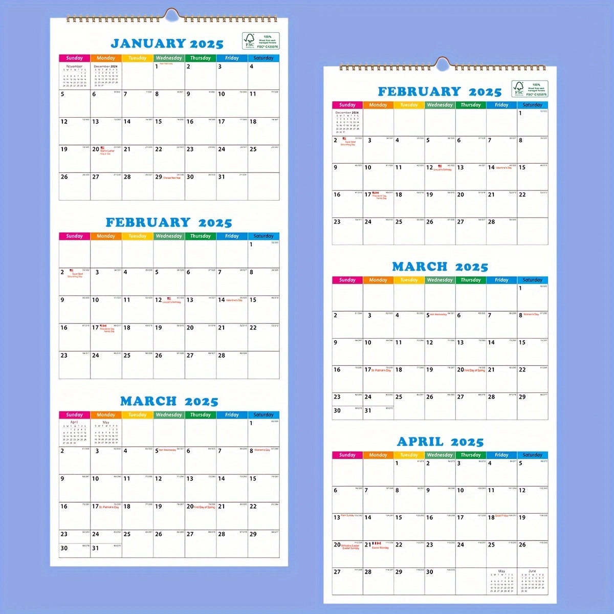  2024 Calendar - 3 Month Display Wall Calendar (Folded in one  Month), 11.3 x 26 (when opened), Jan. 2024 - Dec. 2024, 3 Month Calendar  with Thick Paper, Vertical Calendar For