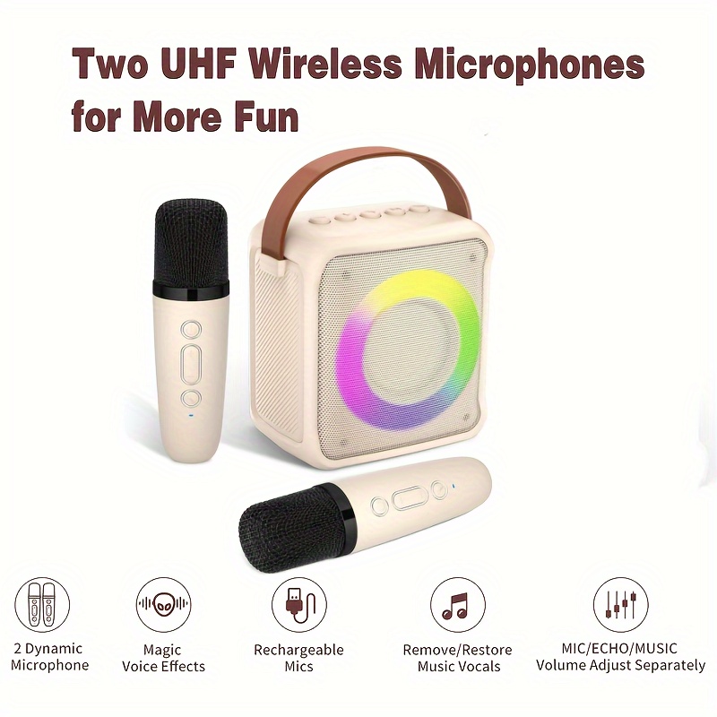  Altavoz Bluetooth portátil con juego de micrófono, altavoz  Bluetooth retro con máquina de karaoke en casa, altavoz de micrófono de  karaoke de mano para niños, niñas y adultos, fiesta en casa