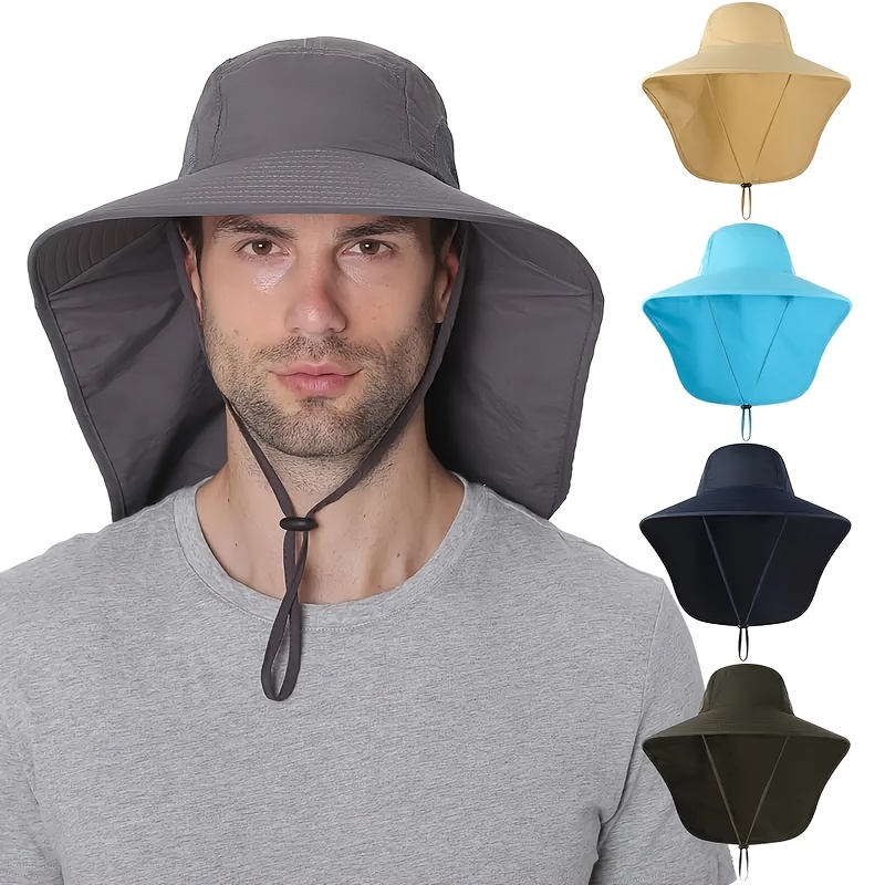 Dark Grey Cool and Handsome 1pc Hat, Men's Wide Brim Sun Hats Summer Waterproof Breathable Bucket Hat Hiking Camping for Fishing,Casual,Temu