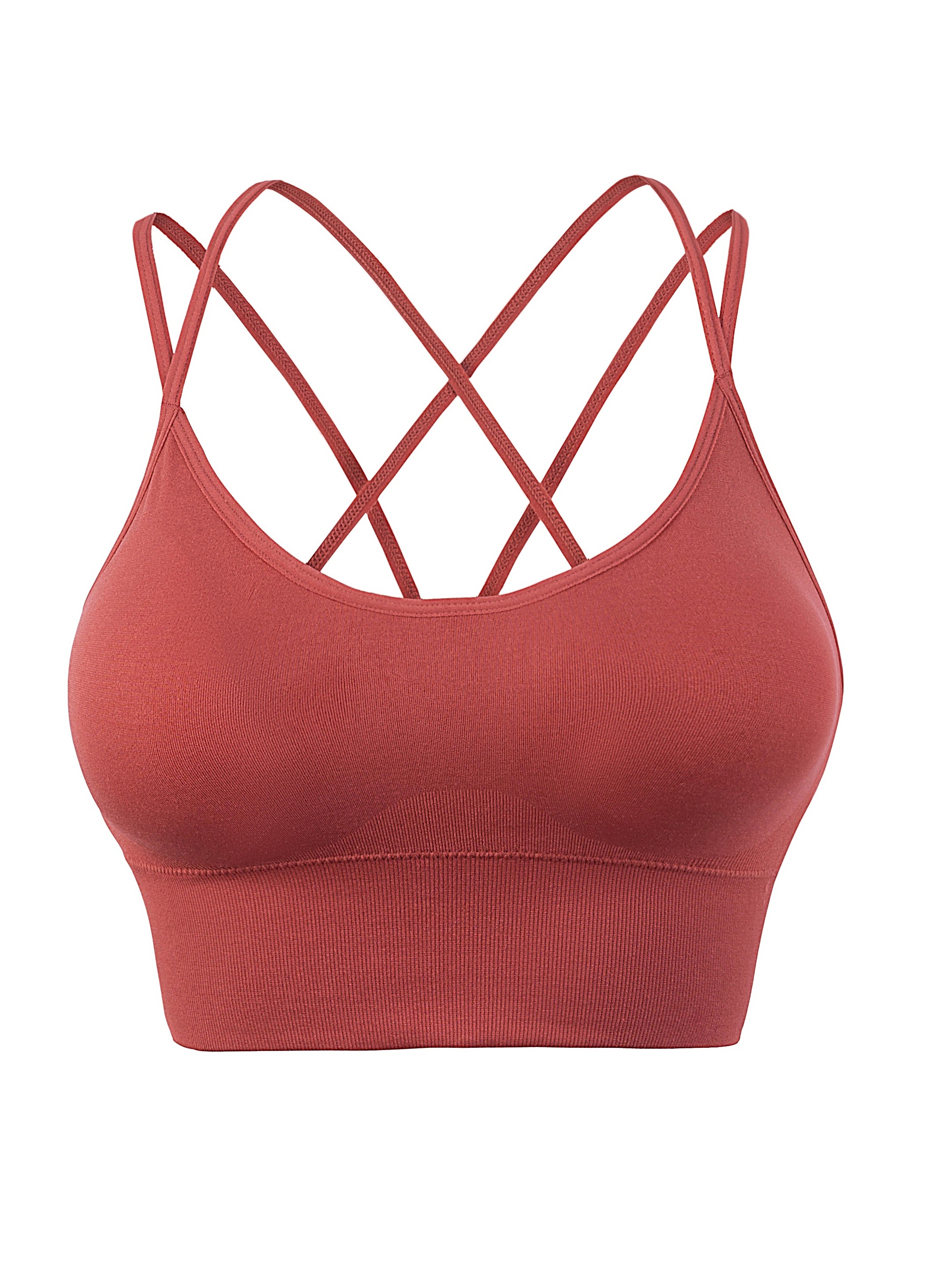 Solid Color Cross Back Seamless Sports Bra Suitable 10 14 - Temu