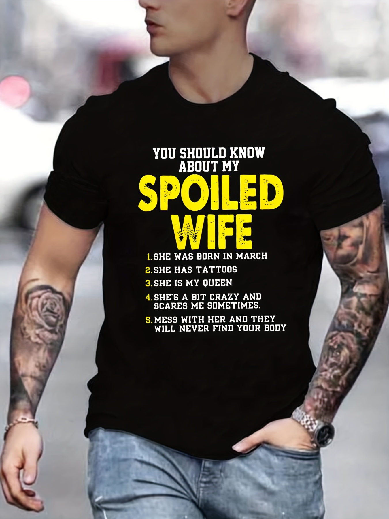 Funny Wife Slogan Pattern Print Men's T-shirt, Graphic Tee Men's Summer  Clothes, Men's Outfits - Temu