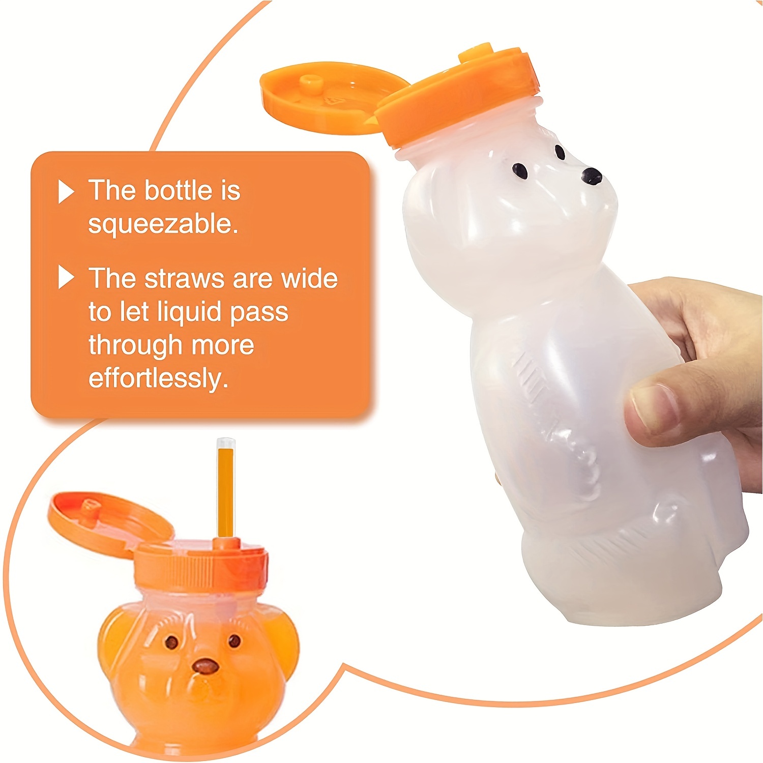 Honey Bear Straw Cup for Baby, 3 Straws, Squeezable Therapy and