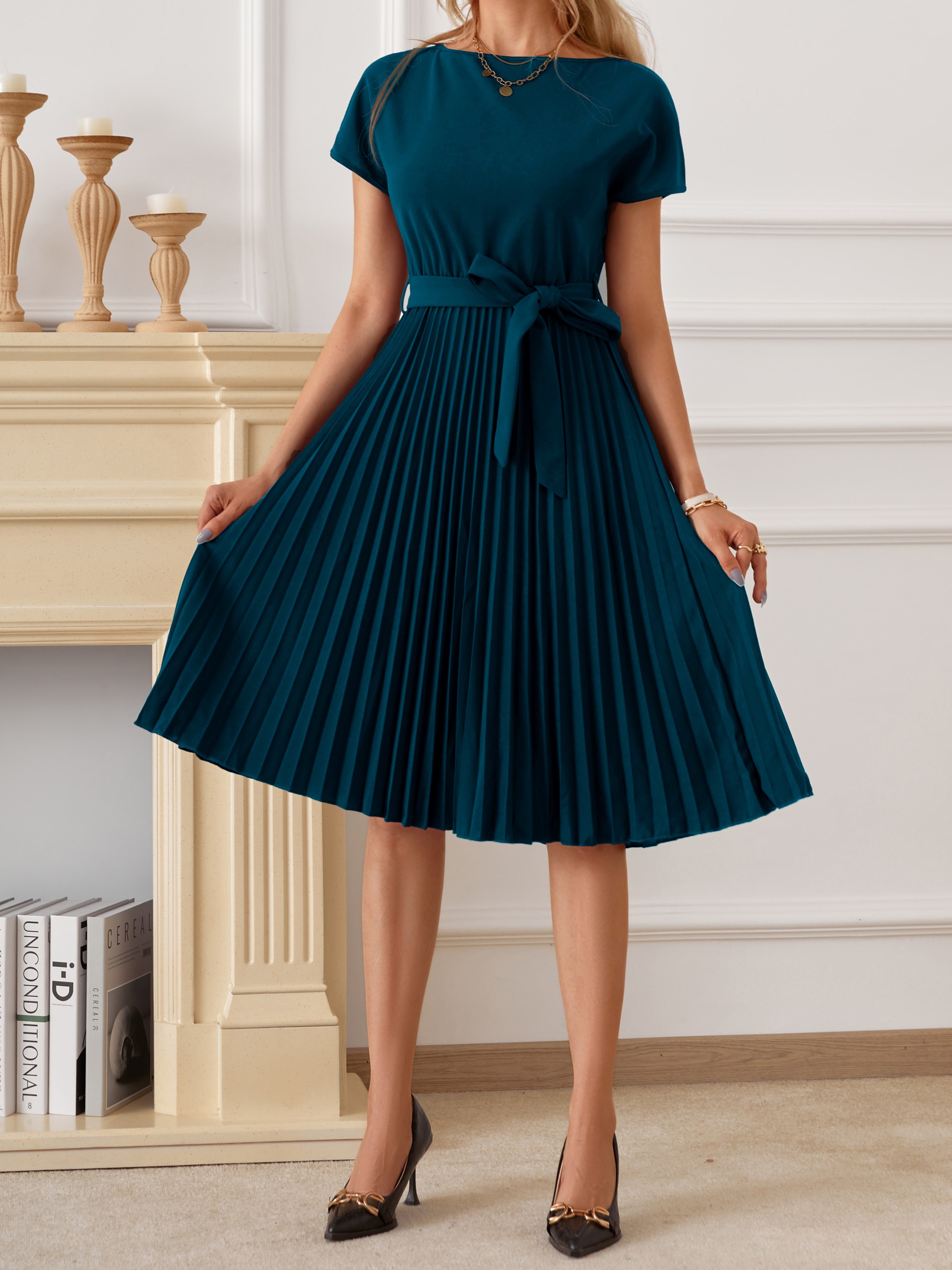 Knee length pleated outlet dress