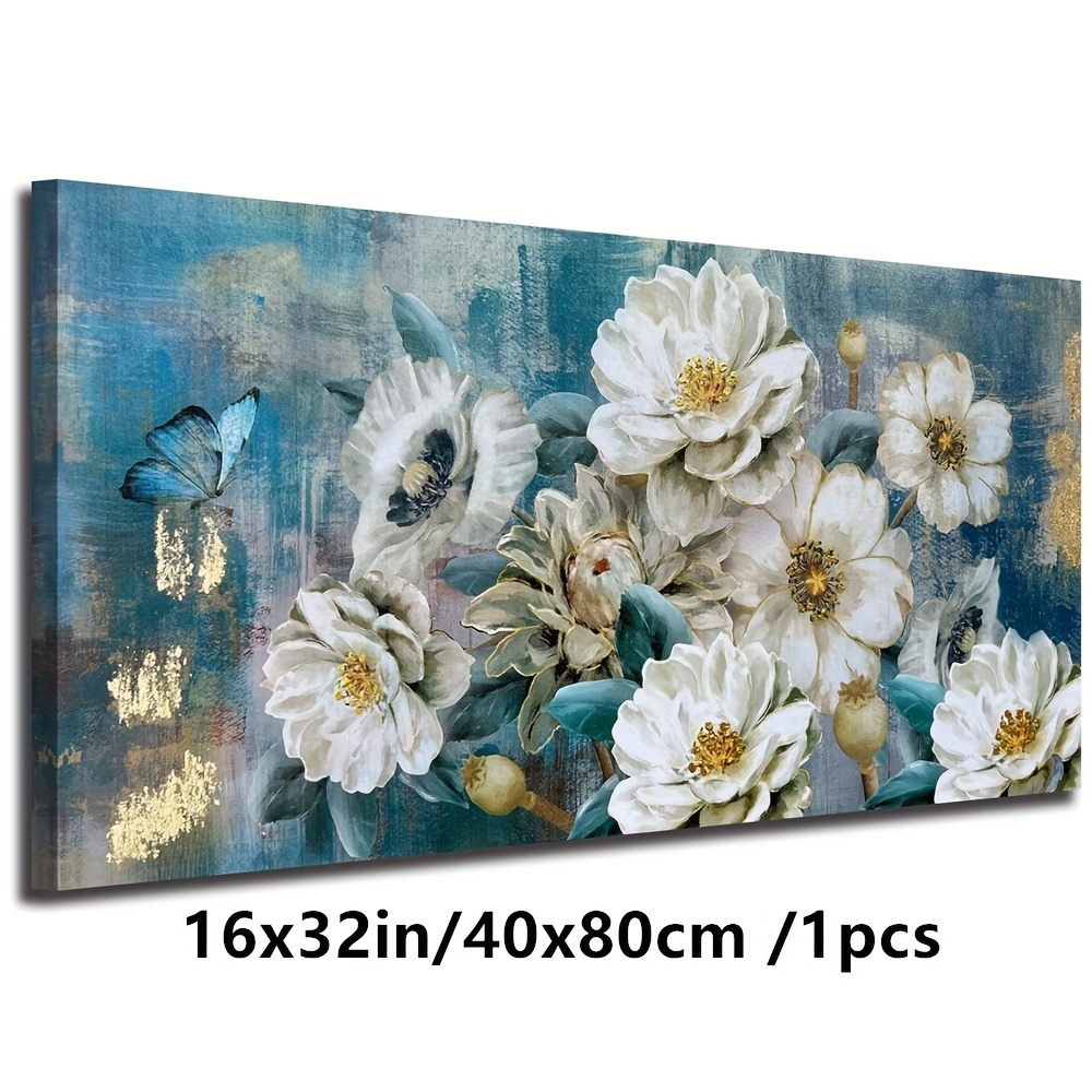 Large Floral Painting Framed Canvas Wall Art