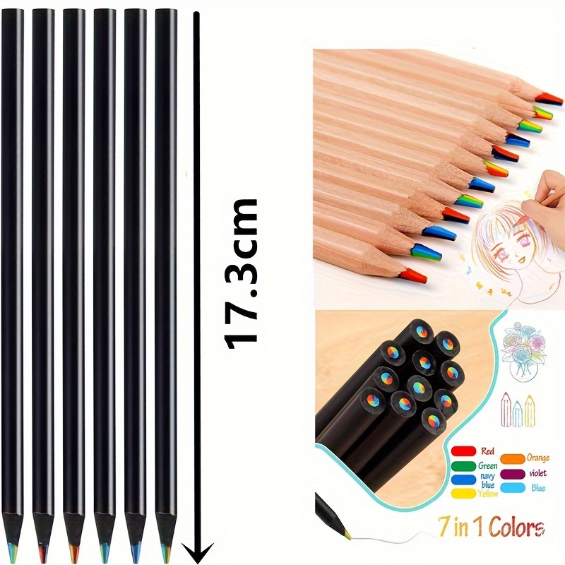 Rainbow Pencils - Black Wood Cedar - Write and Draw in 7 Brilliant Colors -  Will Not Crumble