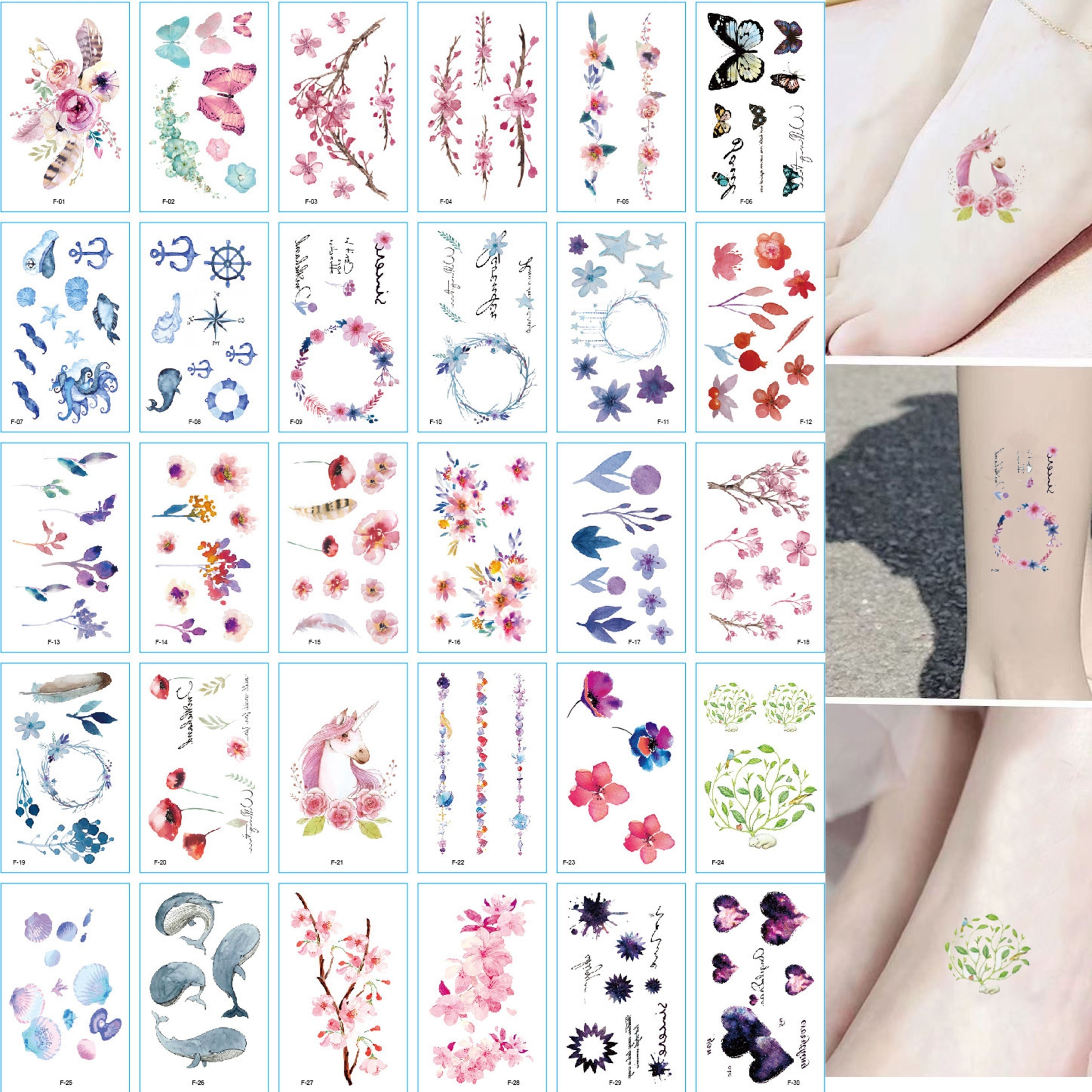 Watercolor Blue Jay Birds Temporary Tattoo Stickers Women Men Body Art Arm  Flash Tatoo Fake Waterproof