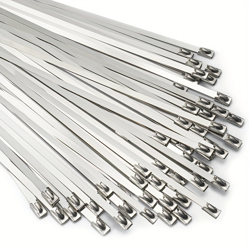 

20/100pcs Metal Zip Ties, Stainless Steel Zip Ties, Multi-purpose Zip Ties Heavy Duty Cable Ties For Exhaust Wrap, Indoor, And Outdoor