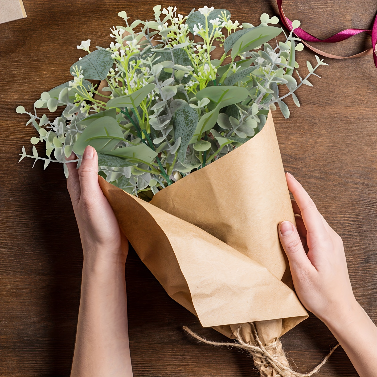 20個の混合ユーカリの葉の茎、白い種の茎とユーカリの葉のスプレーを