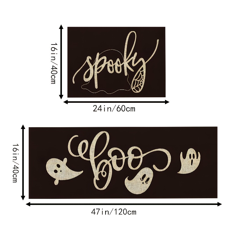 2pcs Halloween Theme Kitchen Mat Ghost Pattern Skidproof Blanket