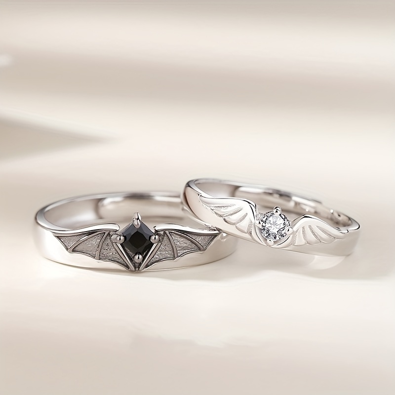 Vintage Couple Ring with Rhinestone Inlay