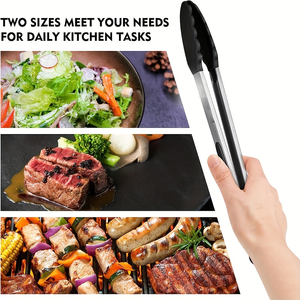  Tongs for Cooking, 12 Kitchen Tongs with Silicone Tips, Food  Grade Serving Tongs Set of 3, Black: Home & Kitchen