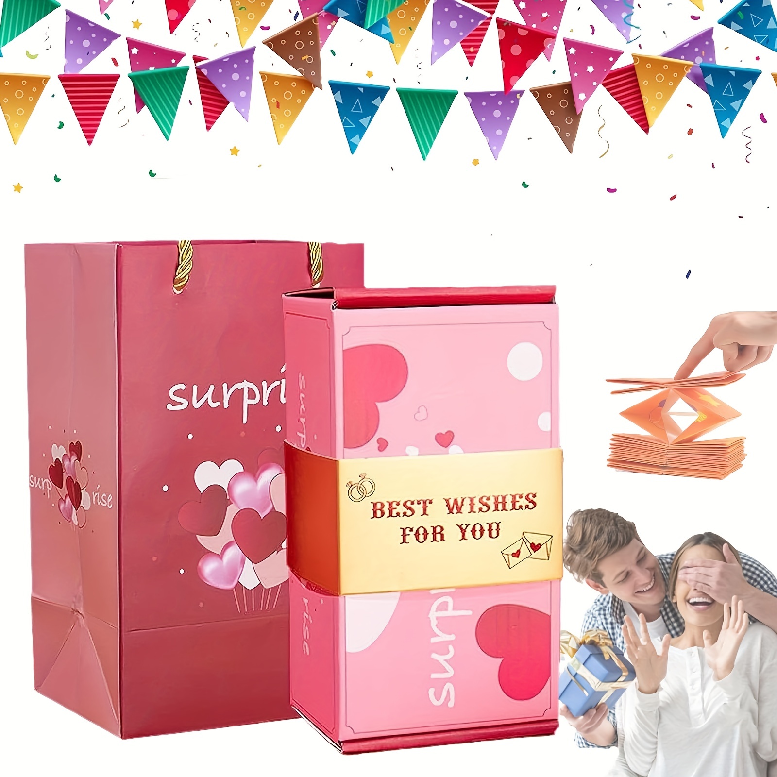  Caja de regalo sorpresa: crea el regalo más sorprendente, caja  de regalo de rebote sorpresa, cajas desplegables para regalos, caja de  regalo creativa de explosión plegable, para regalo de cumpleaños y