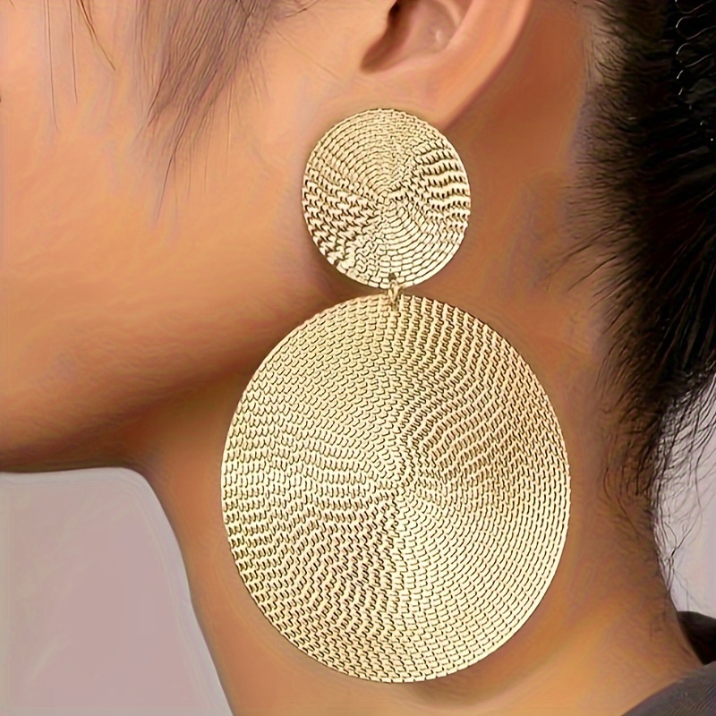 

Geometric Round Earrings For Women - Fashionable Metal Look, Iron Alloy