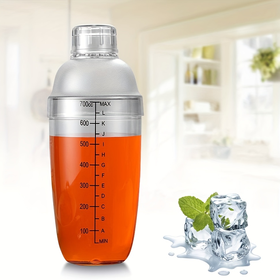 1pc 700ml PC Cocktail Shaker Bottle With Scale, Minimalist Clear Bar Shaker  For Bar