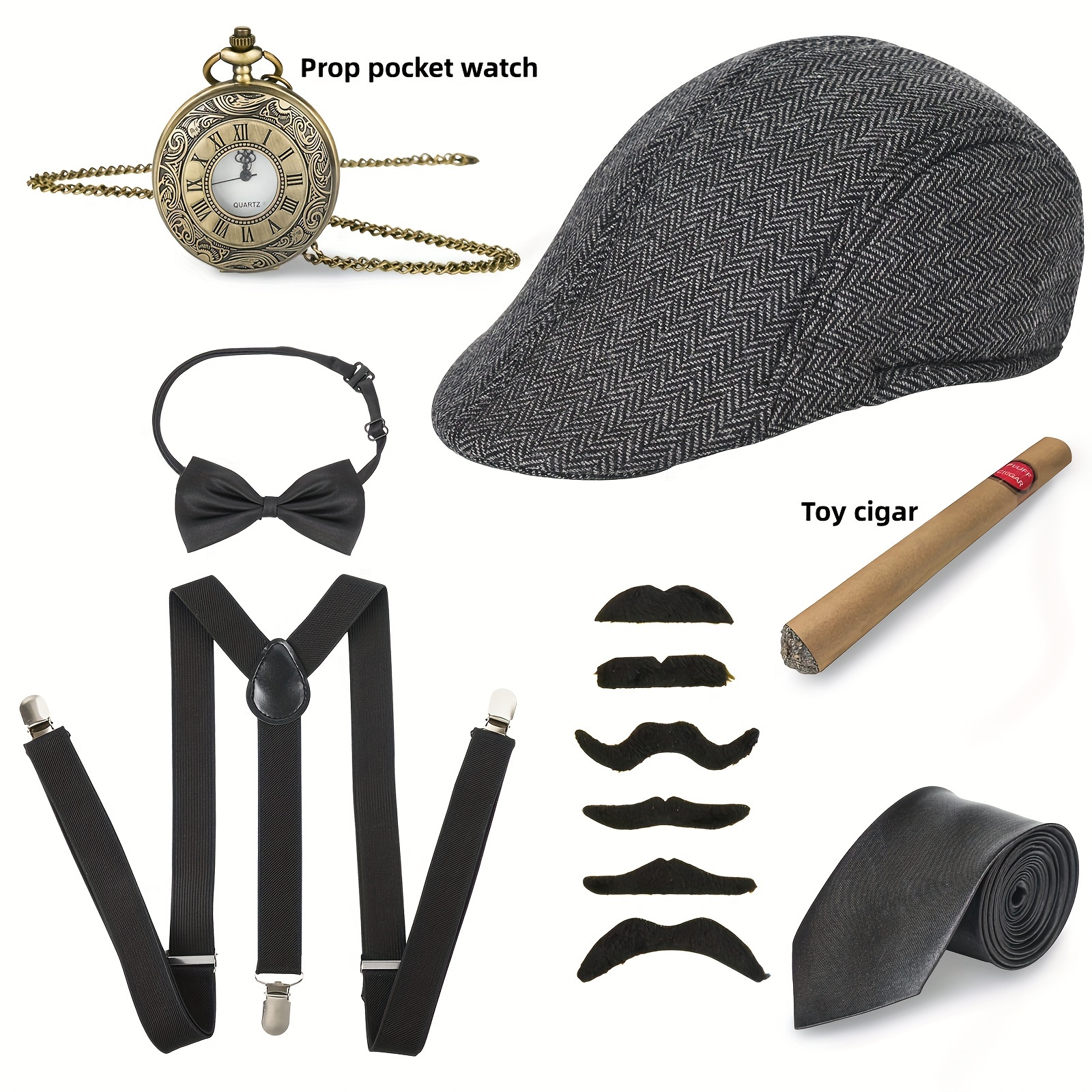 20s Accessories Mens Gatsby Hat Mens Costume Braces Mafia - Temu