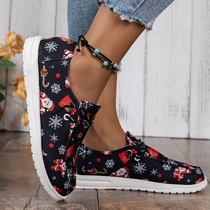 Women's Christmas Cartoon Print Low Top Sneakers