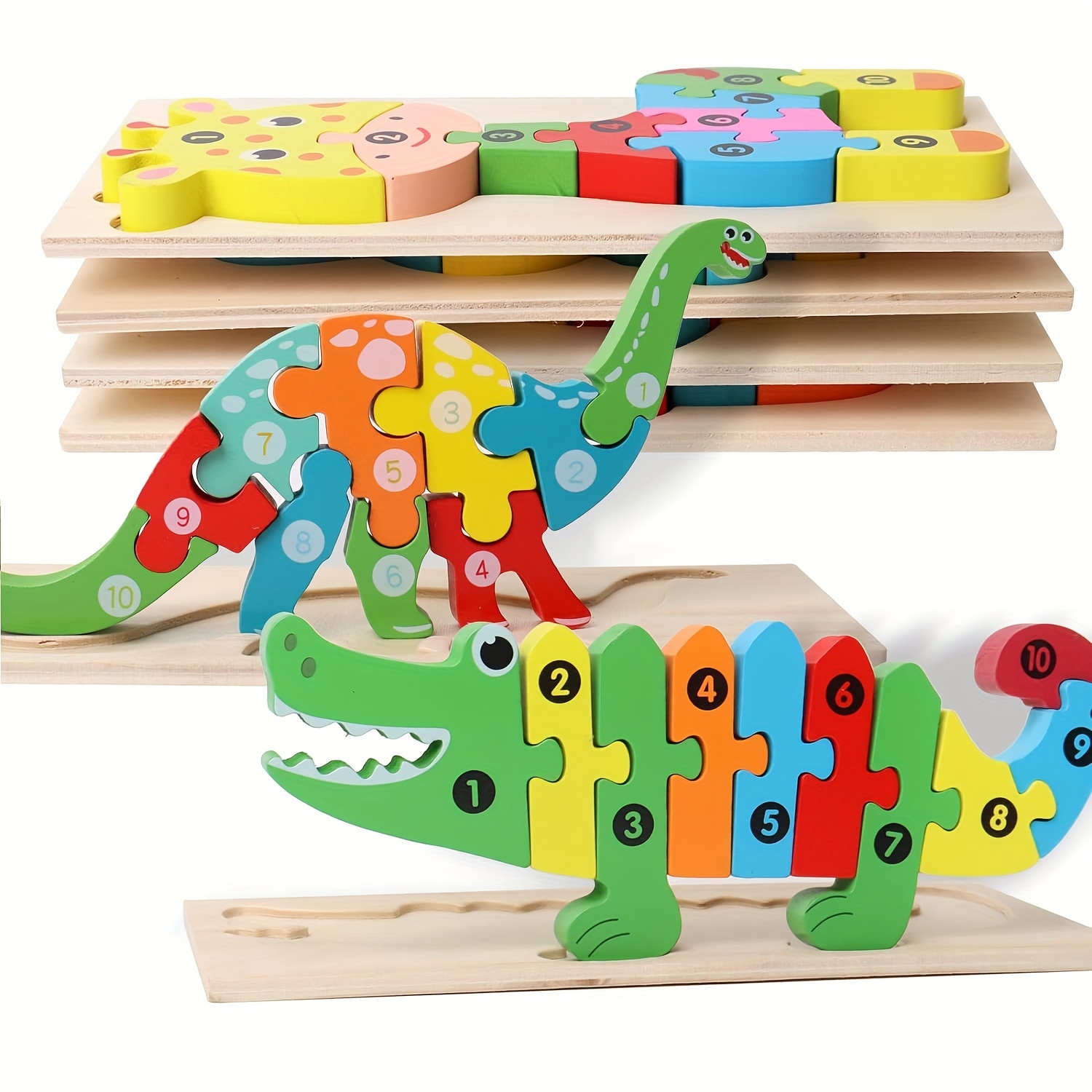 1pc Puzzle Dinosaure En Bois Pour Enfants De 3 À 5 Ans - Temu France
