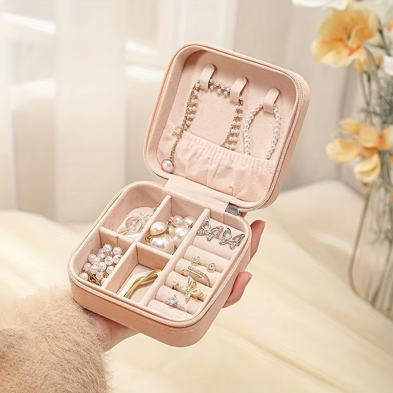 Small Portable Jewelry Box Zipper Jewelry Storage - Temu