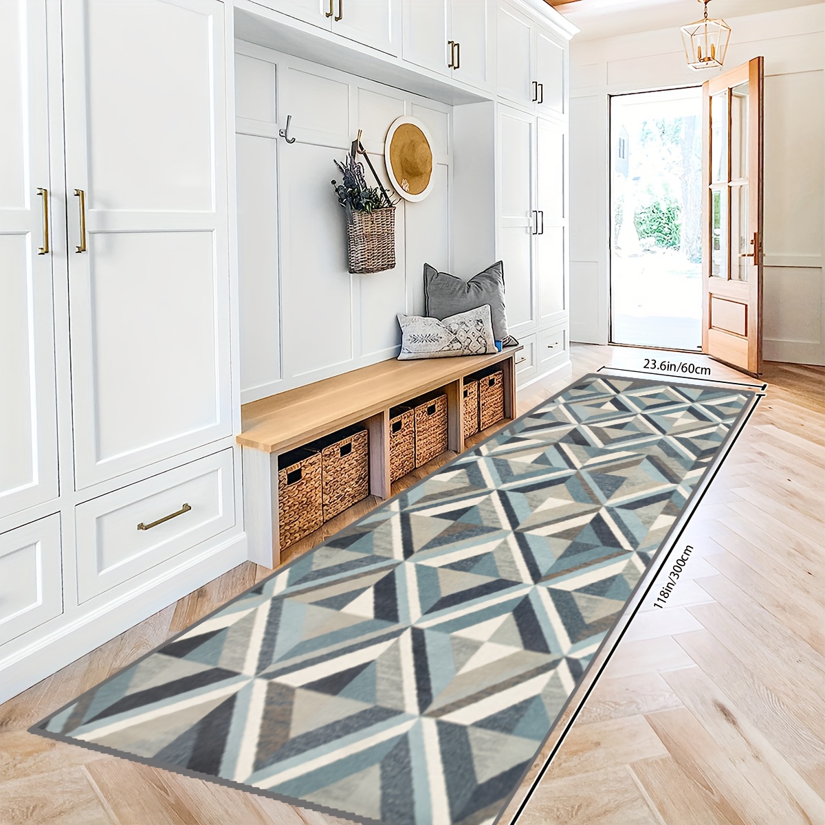 1pc Long Kitchen Carpet Nordic Pattern Decorative Entry Carpet