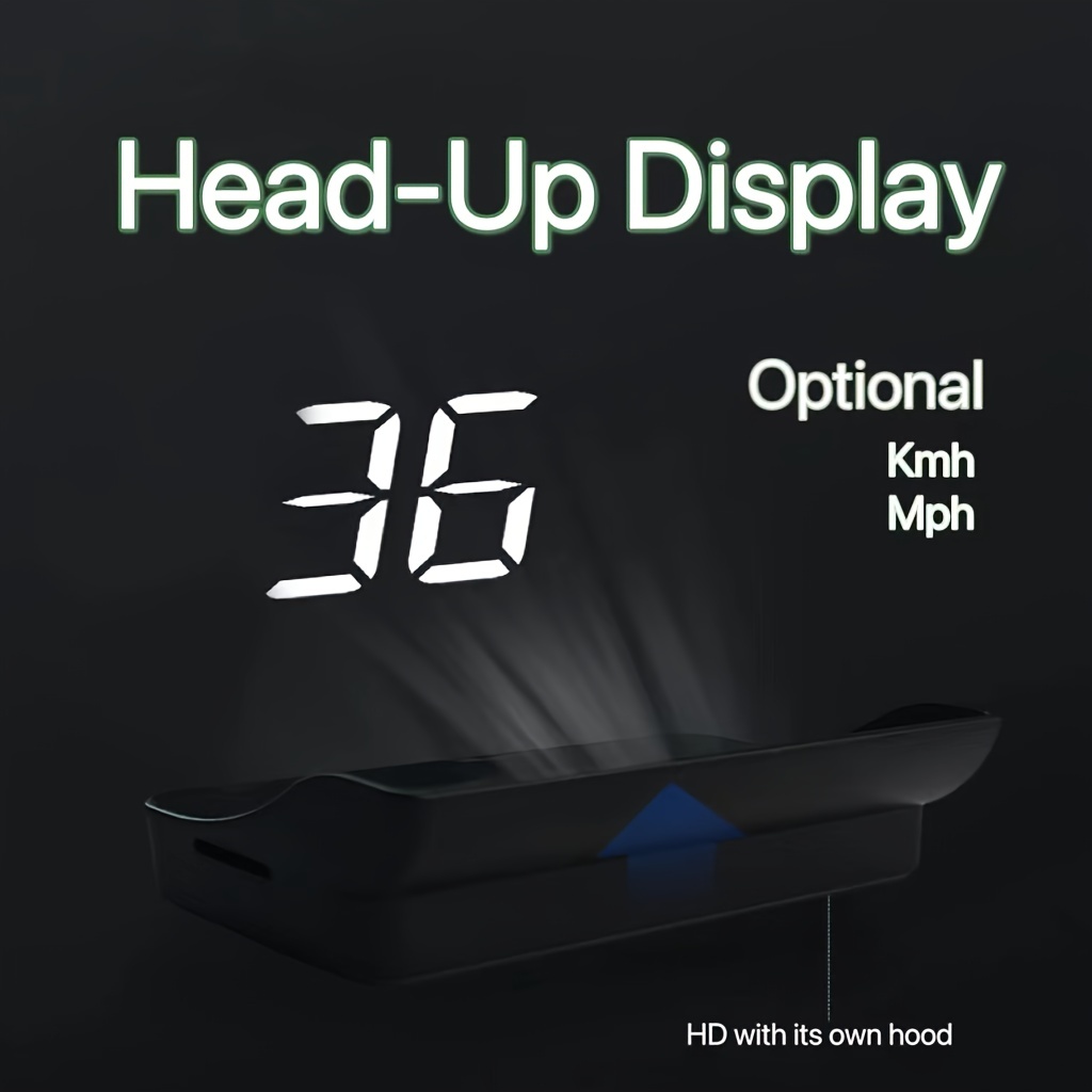 Car Digital Speedometer Projector, MPH KMH Auto HUD Speedometer Windshield  7.62cm Screen Size HD Car Head-up Display Alarm Accessories
