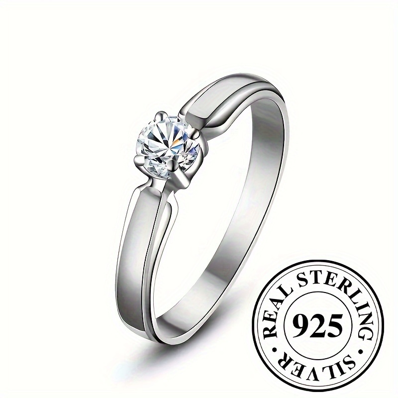 

925 Sterling Silver Ring Classy Solitaire Design Inlaid Shining Zirconia High Quality Anniversary/ Birthday Gift For Your Love