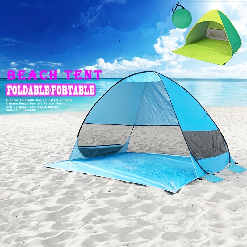 Pop Up Beach Tent Sun Shade Shelter Anti-UV Automatic Waterproof Tent  Canopy for 2/3 Man w/ Net Window Storage Bag