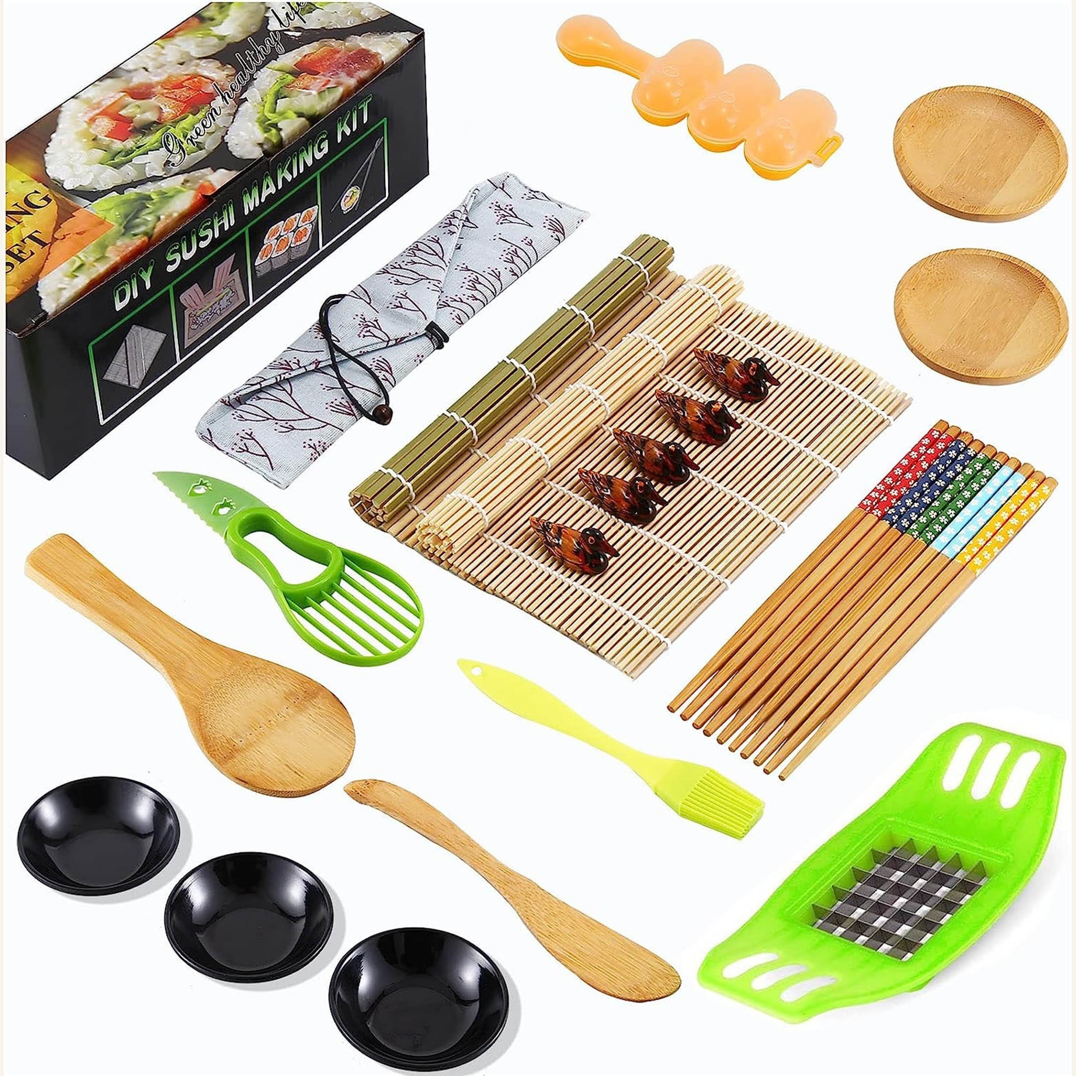 Bamboo Sushi Making Kit - Cooking Gifts Complete Set with Maki