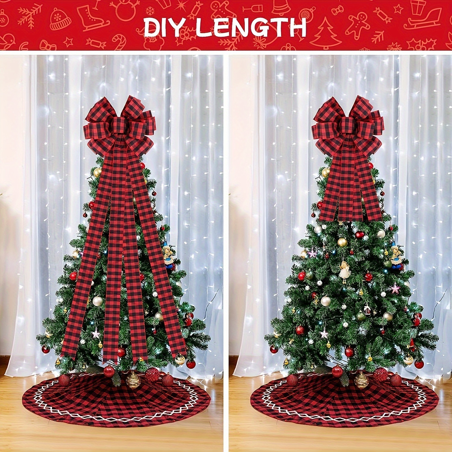 Red Stripe Christmas Decorative Bow